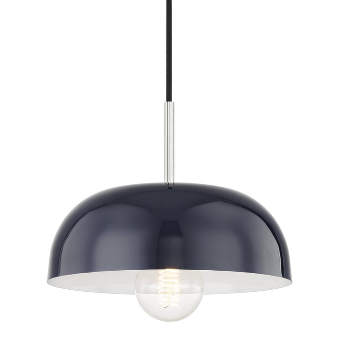 Avery Pendant Light in Polished Nickel / Navy/Small.