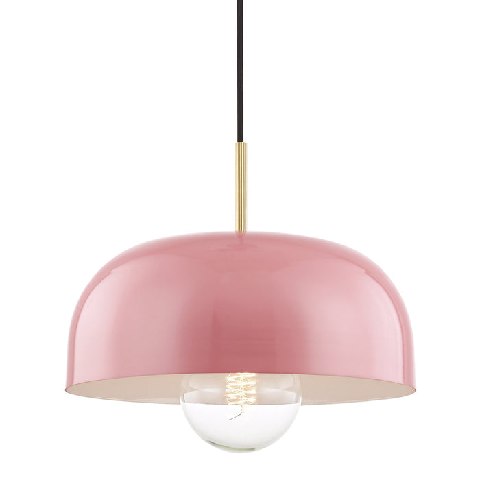Avery Pendant Light in Aged Brass / Pink/Large.