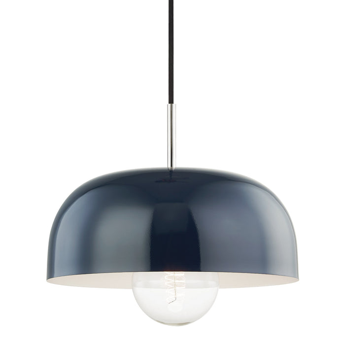 Avery Pendant Light in Polished Nickel / Navy/Large.