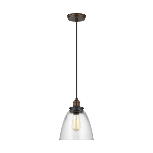 Baskin Dome Pendant Light in Black and Clear.