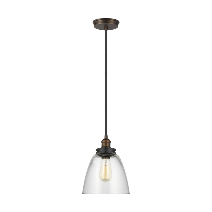 Baskin Dome Pendant Light in Black and Clear.
