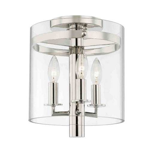 Baxter Flush Mount Ceiling Light in Polished Nickel.