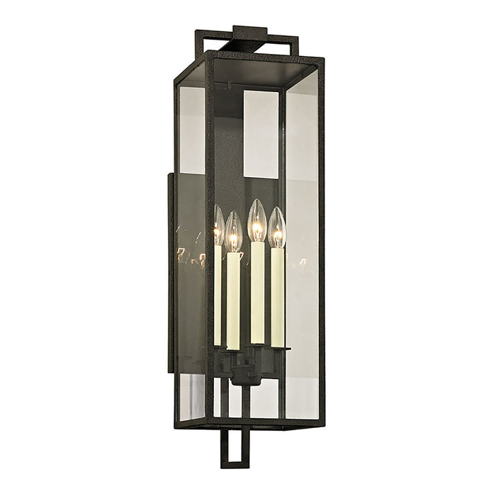 Beckham Outdoor Wall Light in Forged Iron (4-Light/28.5-Inch).