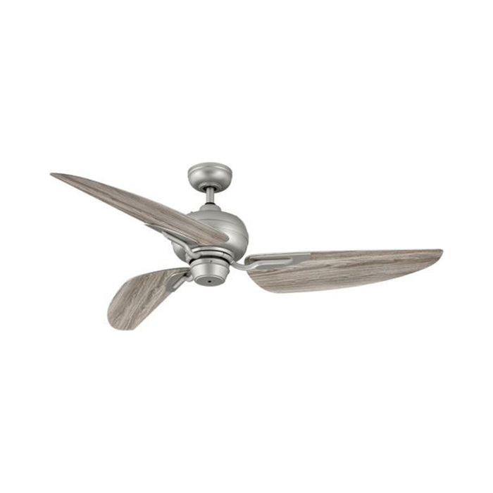 Bimini Ceiling Fan in Brushed Nickel With Wood Blades.
