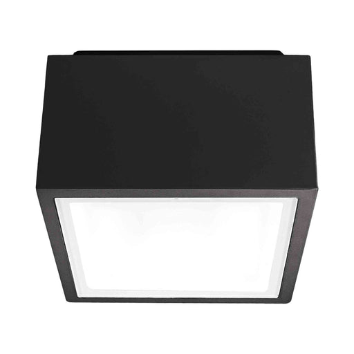 Bloc Outdoor LED Flush Mount Ceiling Light in Black.