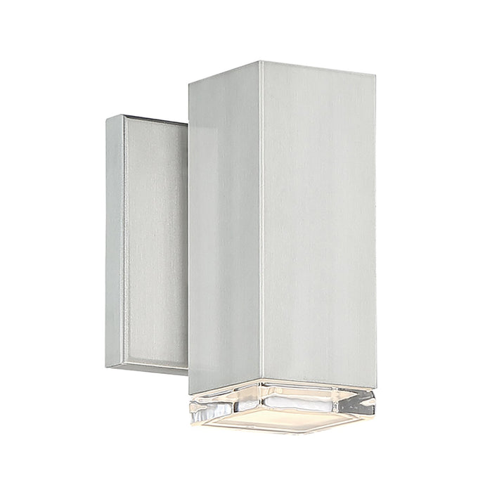 Block Outdoor LED Wall Light in Brushed Aluminum (1-Light).