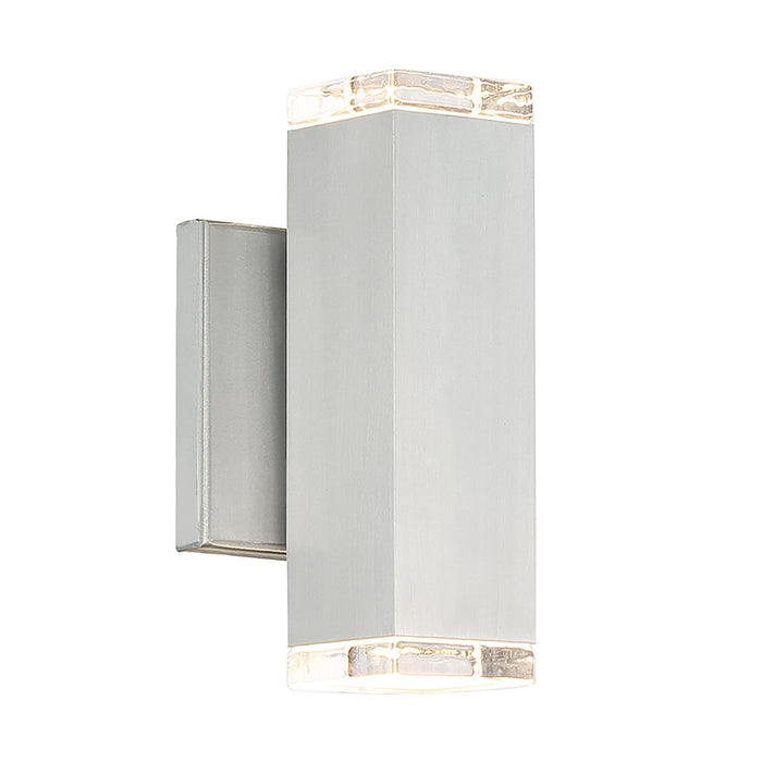 Block Outdoor LED Wall Light in Brushed Aluminum (2-Light).