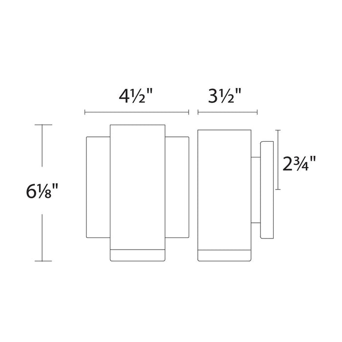 Block Outdoor LED Wall Light - line drawing.