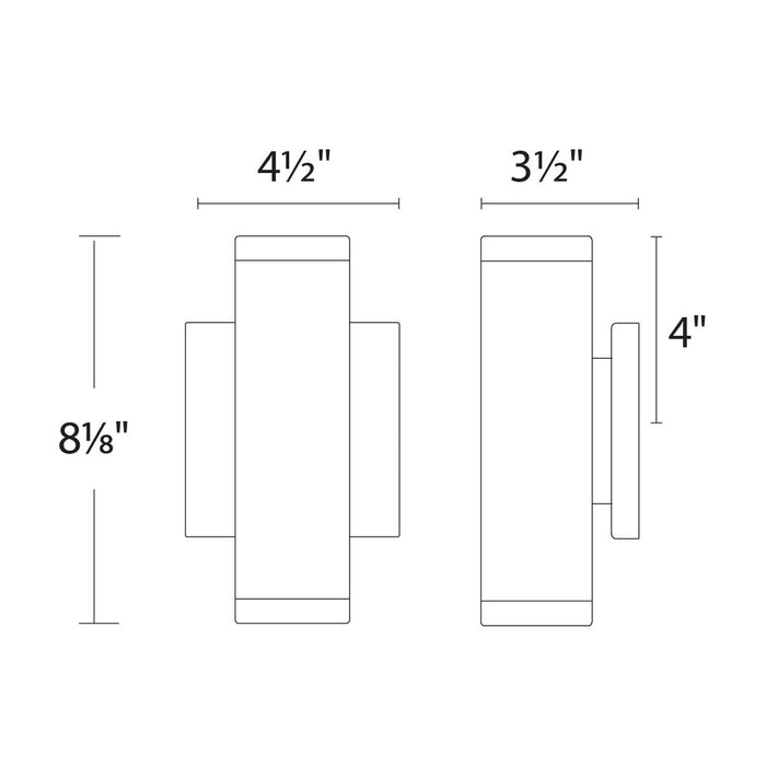 Block Outdoor LED Wall Light - line drawing.