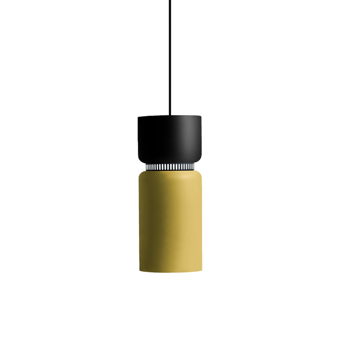 Aspen S17B Pendant Light in Black/Lemon.