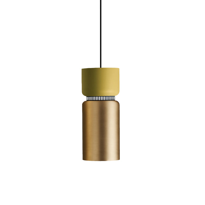 Aspen S17B Pendant Light in Lemon/Brass.