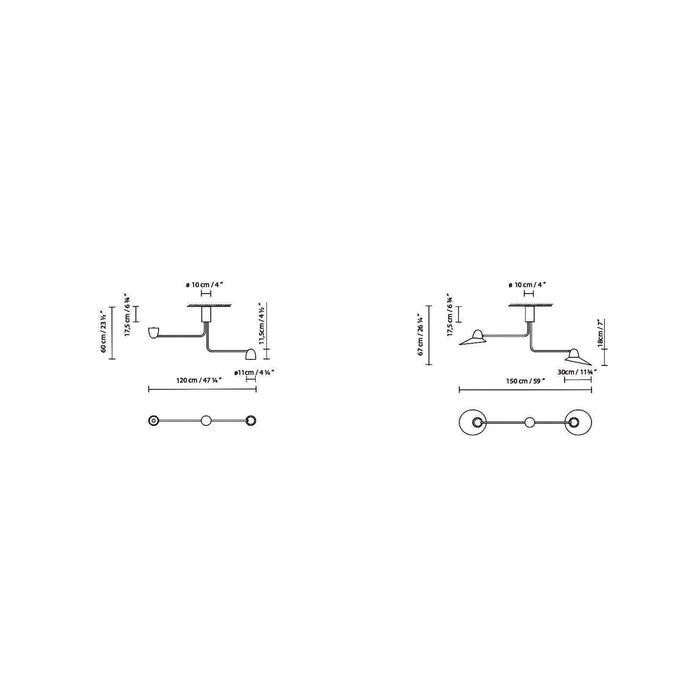 Speers Arm C LED Ceiling Light line-drawing.