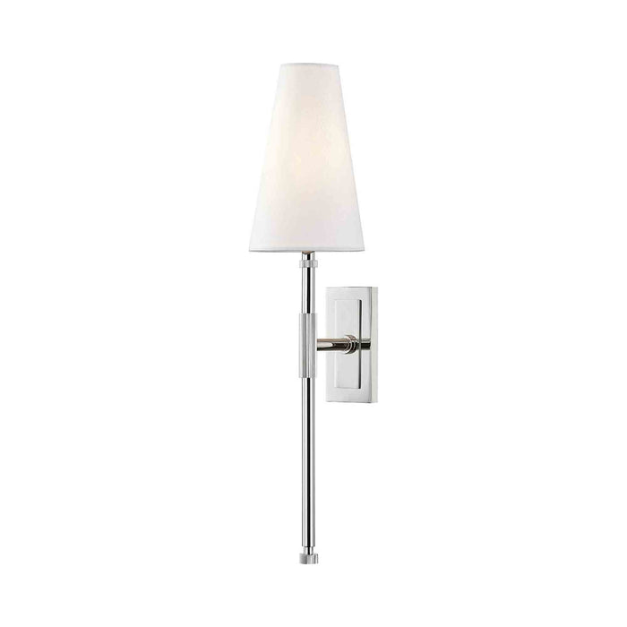 Bowery 1-Light Wall Light in Polished Nickel.