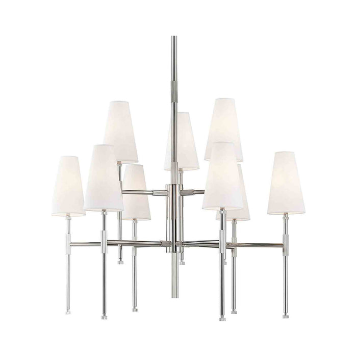 Bowery Chandelier in 9-Light/Polished Nickel.