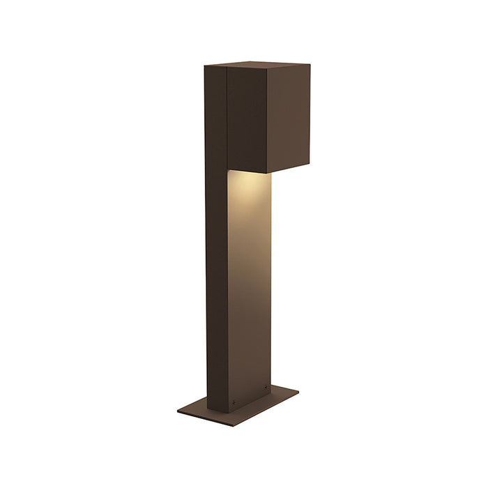 Box LED Bollard Light in Textured Bronze/Small/1-Light.