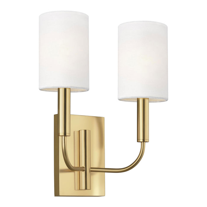 Brianna Double Bath Wall Light in Burnished Brass.