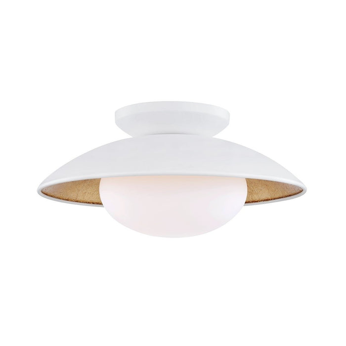 Cadence 1-Light Semi-Flush Mount Ceiling Light in Soft Off White / Gold Leaf/Small.