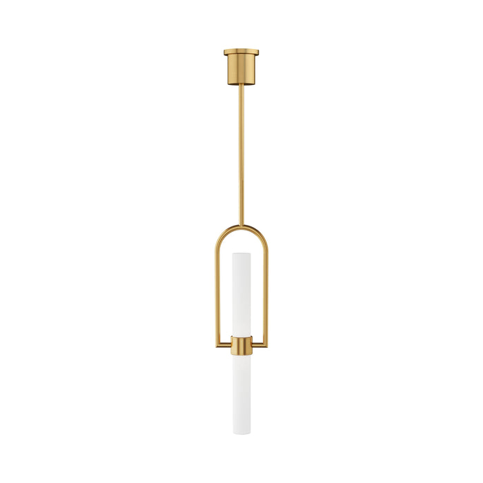 Calumn LED Pendant Light in Natural Brass.