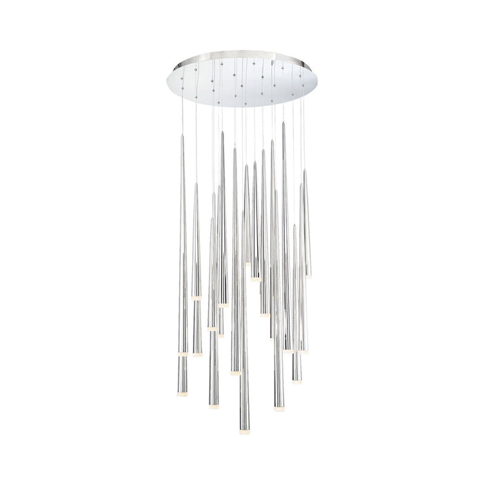 Cascade Etched Glass Round LED Chandelier in Detail.