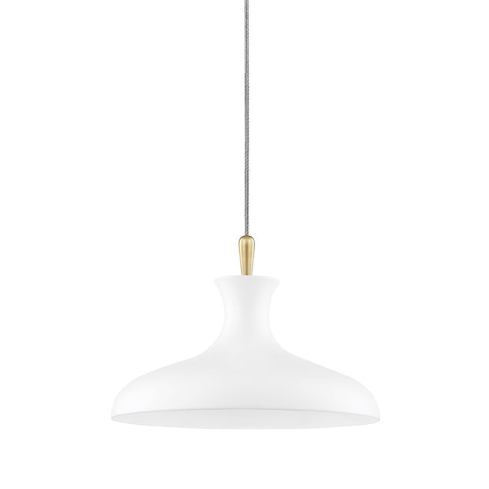 Cassidy Pendant Light in Aged Brass / Soft Off White/Small.