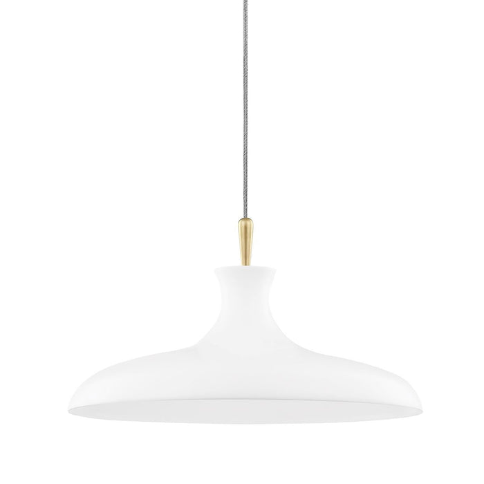 Cassidy Pendant Light in Aged Brass / Soft Off White/Large.