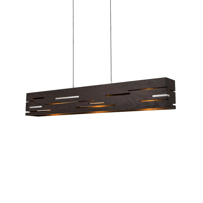 Aeris LED Linear Pendant Light in Black Anodized Aluminum/Dark Stained Walnut (30-Inch).