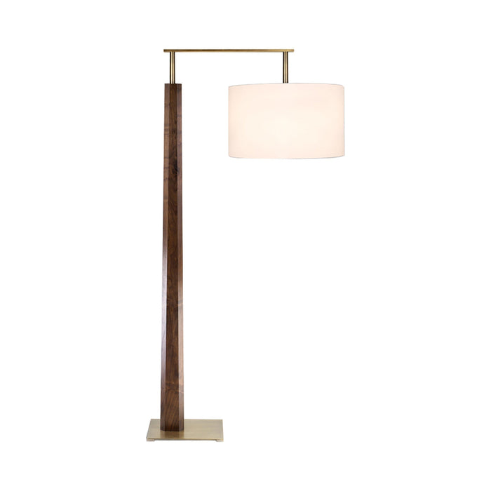 Altus Floor Lamp in Brushed Brass/Walnut/White Linen.