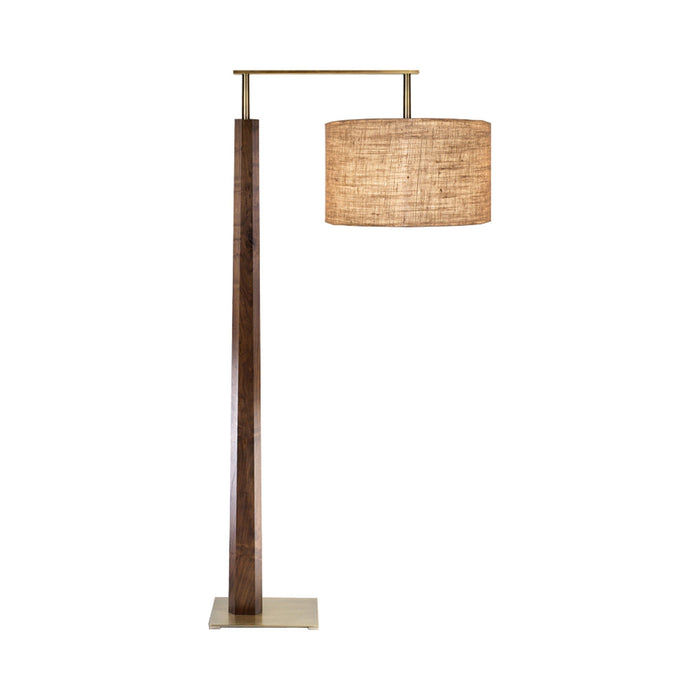 Altus Floor Lamp in Brushed Brass/Walnut/Burlap.