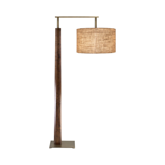 Altus Floor Lamp in Distressed Brass /Walnut/Burlap.