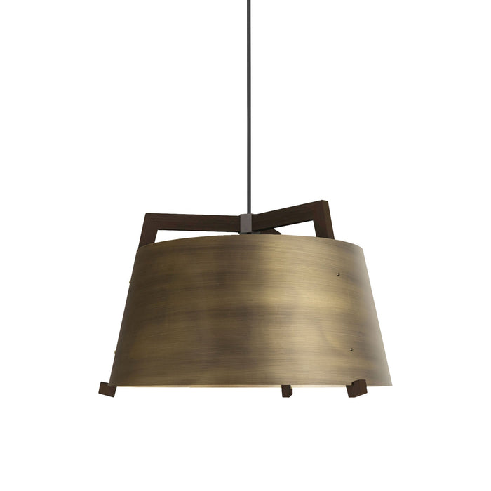 Ignis Pendant Light in Distressed Brass/Dark Stained Walnut (Small).