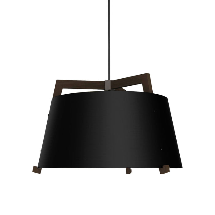 Ignis Pendant Light in Matte Black with White Interior/Dark Stained Walnut (Large).