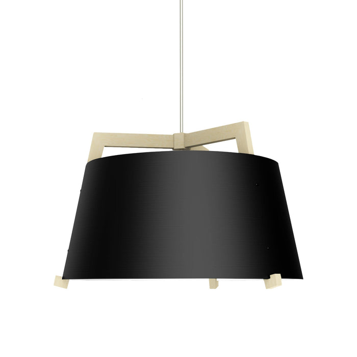 Ignis Pendant Light in Matte Black with White Interior/White Washed Oak (Large).
