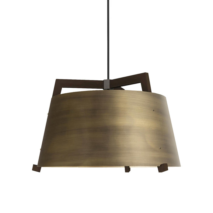 Ignis Pendant Light in Distressed Brass/Dark Stained Walnut (Large).