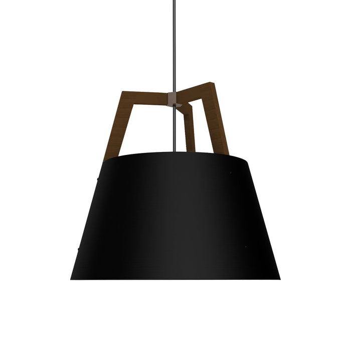 Imber Pendant Light in Matte Black with White Interior/Walnut (Small).