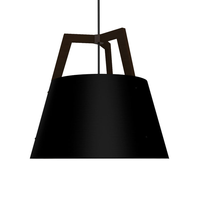 Imber Pendant Light in Matte Black with White Interior/Dark Stained Walnut (Large).