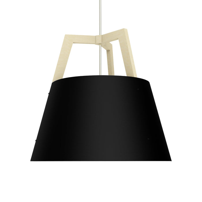 Imber Pendant Light in Matte Black with White Interior/White Washed Oak (Large).