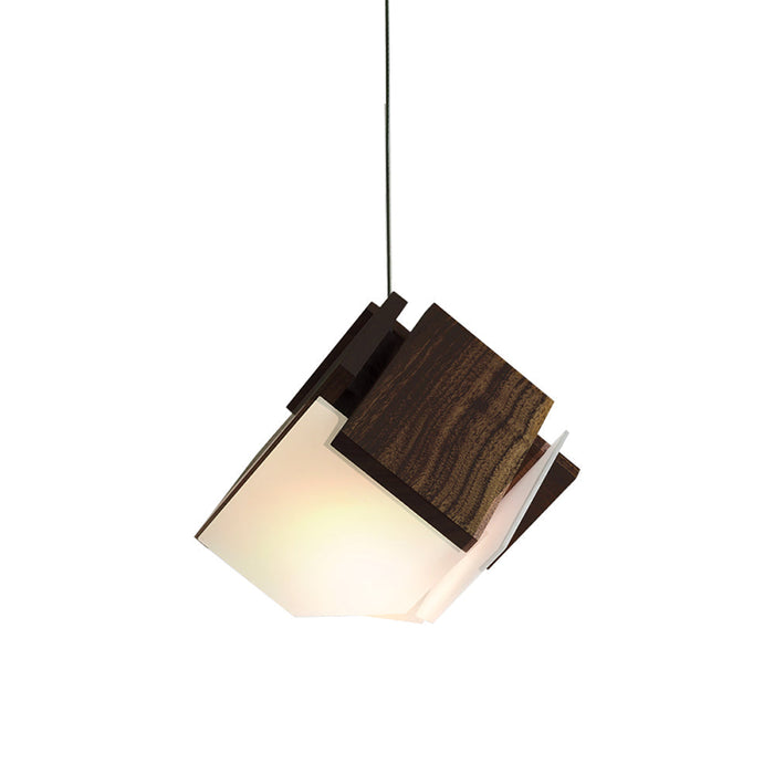 Mica Pendant Light in Dark Stained Walnut (Small).