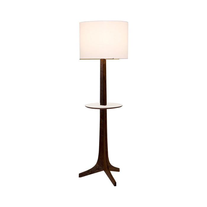 Nauta Floor Lamp in White Linen (Matching Wood Shelf with White HPL Top Surface).