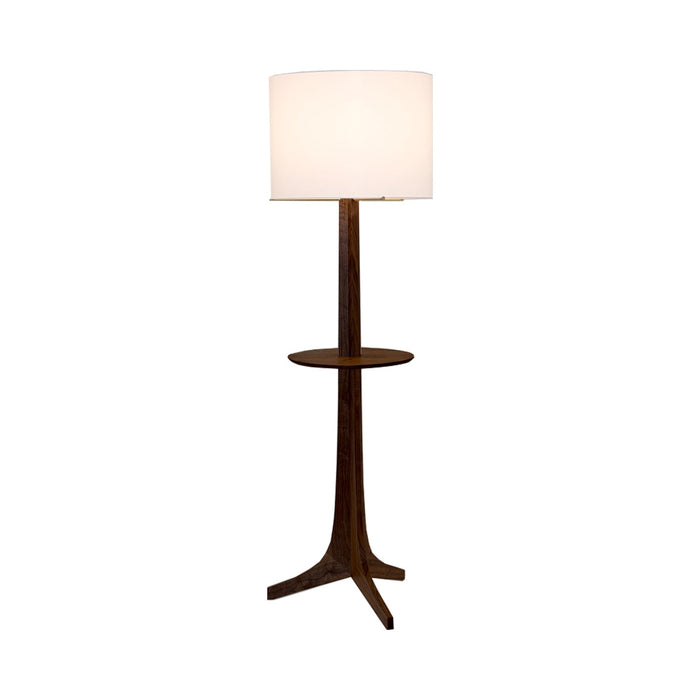 Nauta Floor Lamp in White Linen (Matching Wood Shelf with Exposed Top Surface).