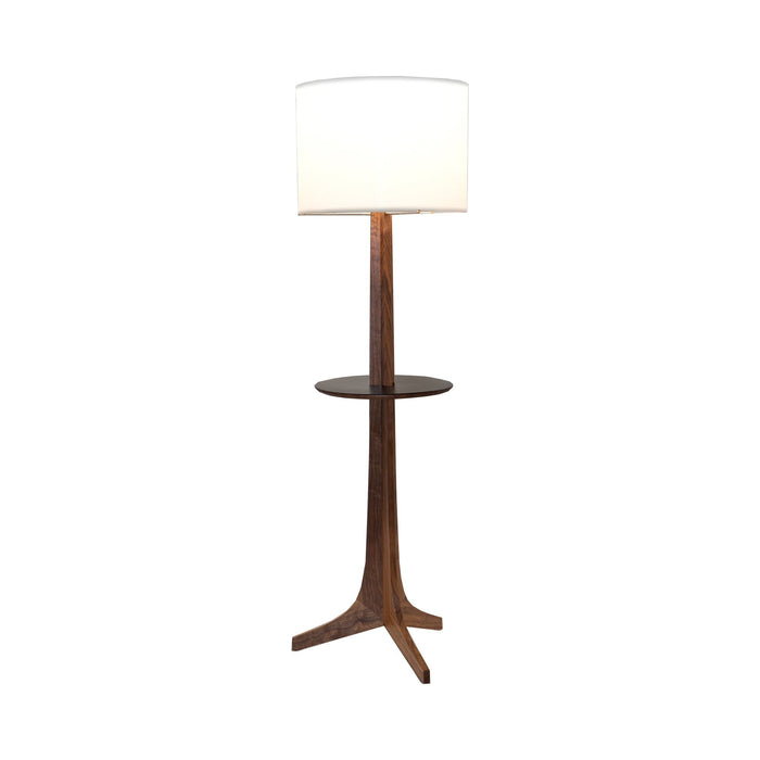 Nauta Floor Lamp in White Linen (Matching Wood Shelf with Black HPL Top Surface).