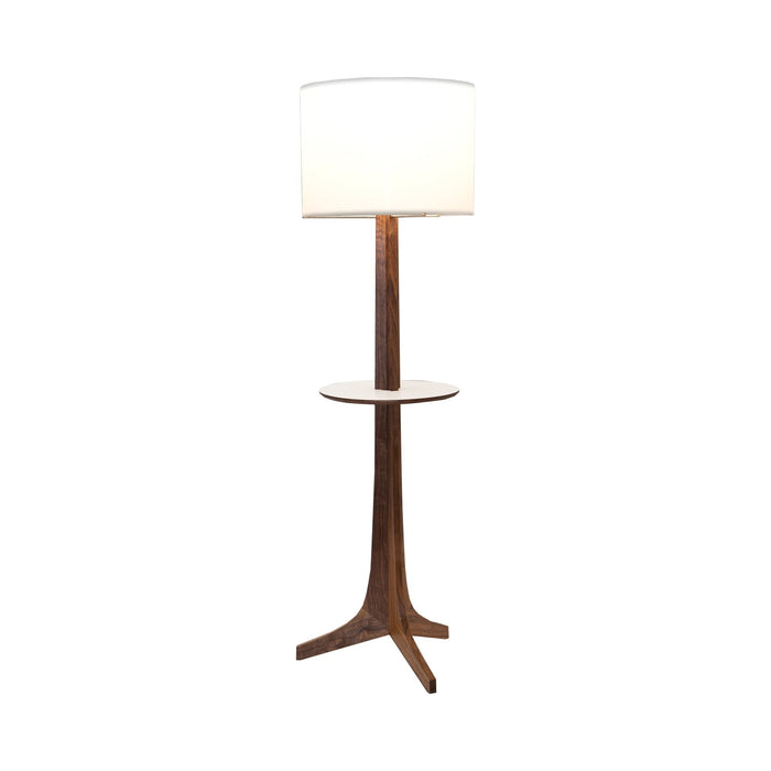 Nauta Floor Lamp in White Linen (Matching Wood Shelf with White HPL Top Surface).