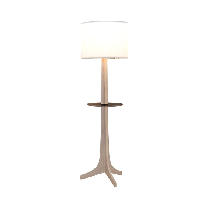 Nauta Floor Lamp in White Linen (Matching Wood Shelf with Black HPL Top Surface).