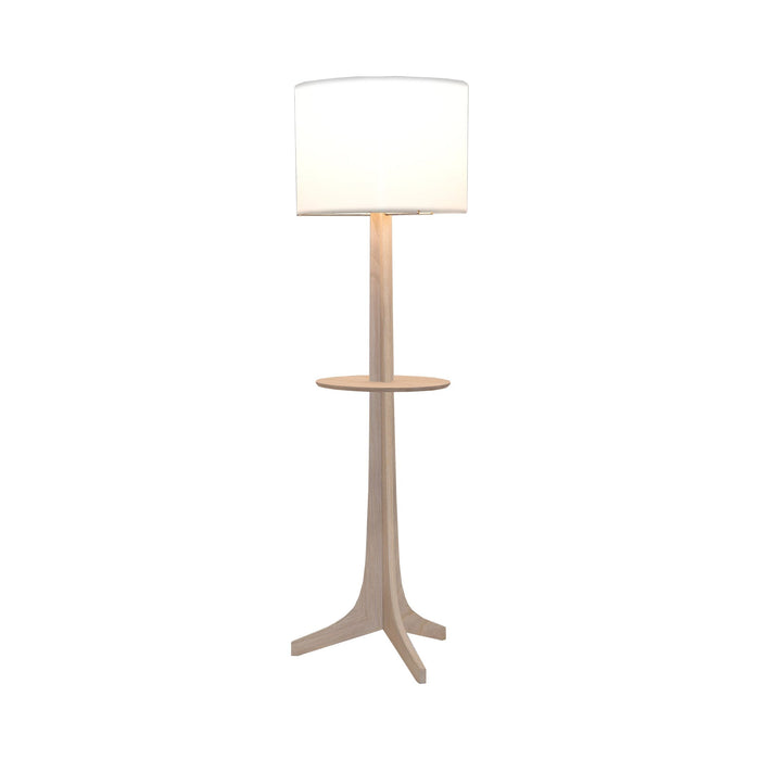 Nauta Floor Lamp in White Linen (Matching Wood Shelf with Exposed Top Surface).