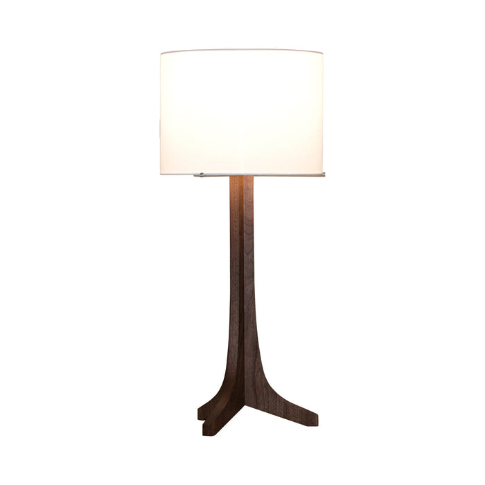 Nauta Table Lamp in Dark Stained Walnut/White Linen.