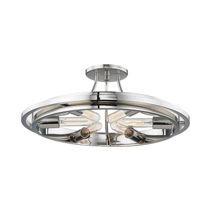 Chambers Semi Flush Mount Ceiling Light in Polished Nickel.