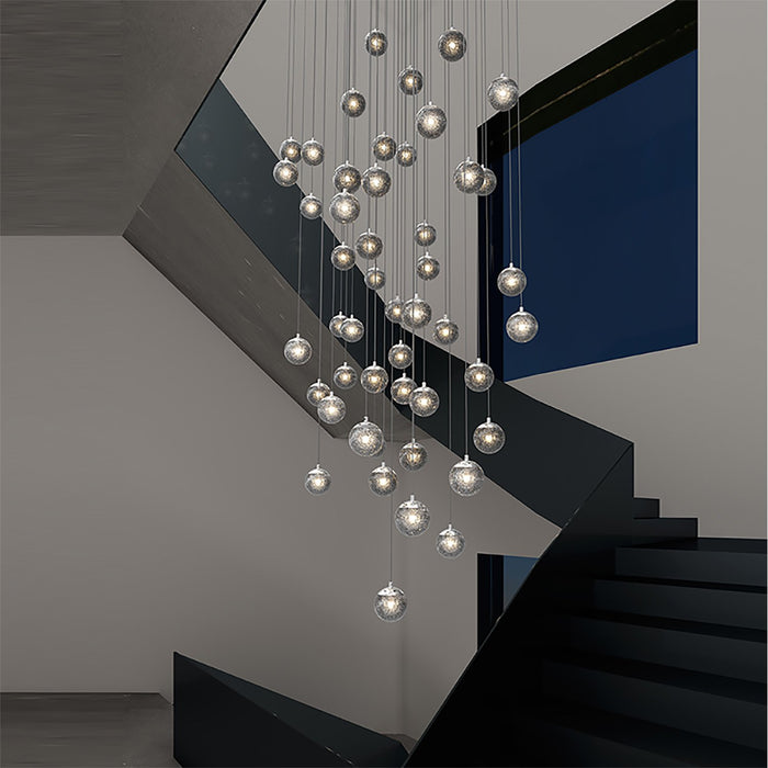 Champagne Bubbles LED Multi Light Pendant Light in living room.