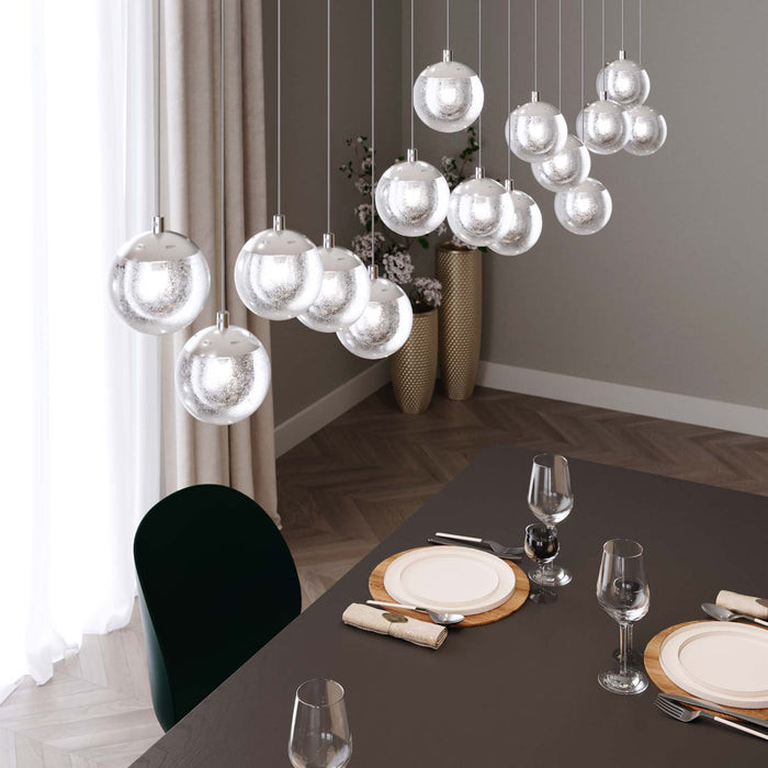Champagne Bubbles LED Pendant Light in dining room.