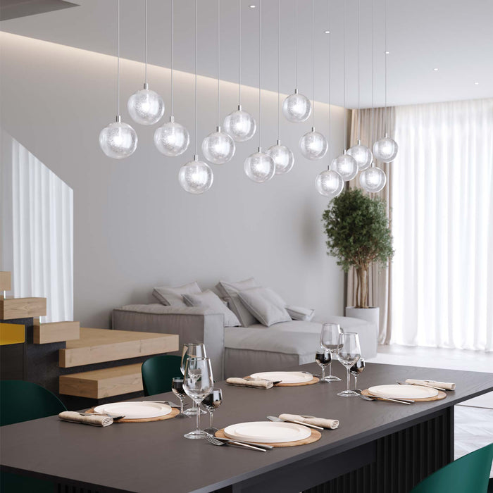 Champagne Bubbles LED Pendant Light in dining room.