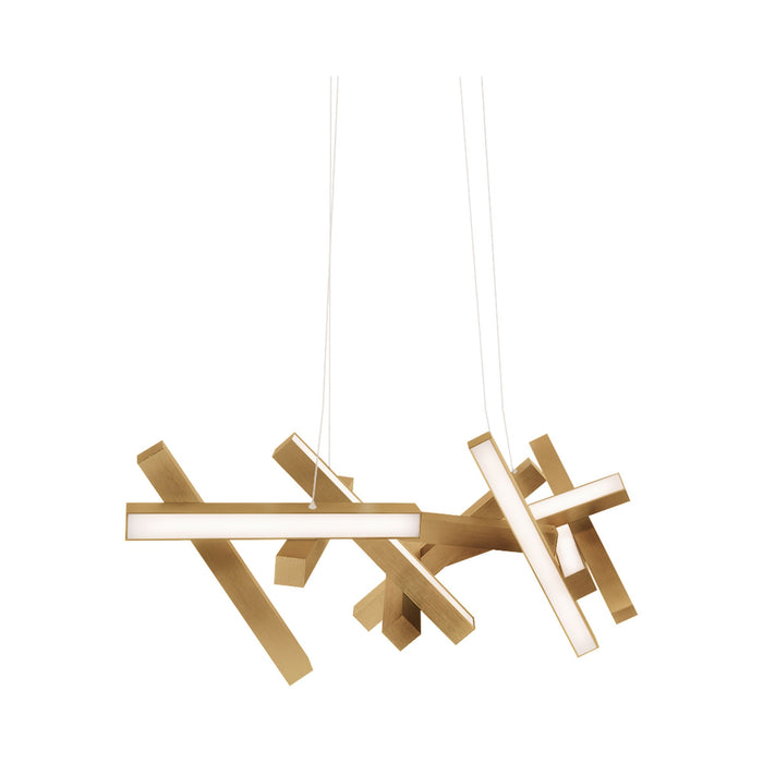 Chaos Linear LED Chandelier in Small/Aged Brass.
