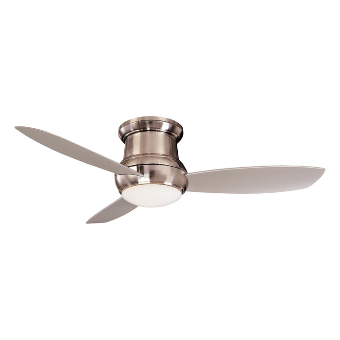 Concept II LED Outdoor Ceiling Fan in Brushed Nickel / White Opal.